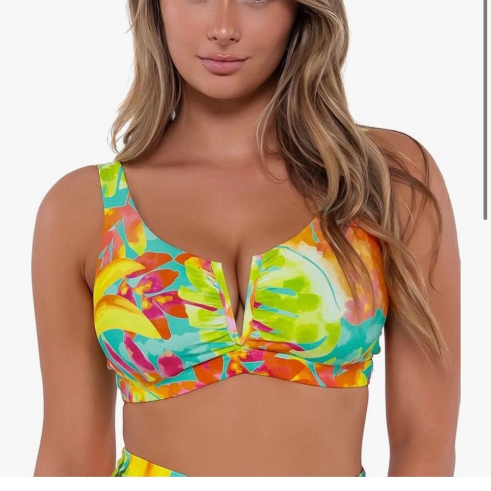 Sunsets Lush luau pattern Vienna style multi-way bikini top